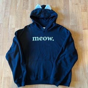 Freeze NY Black Meow Cat Ears Halloween Hoody, Medium/Large